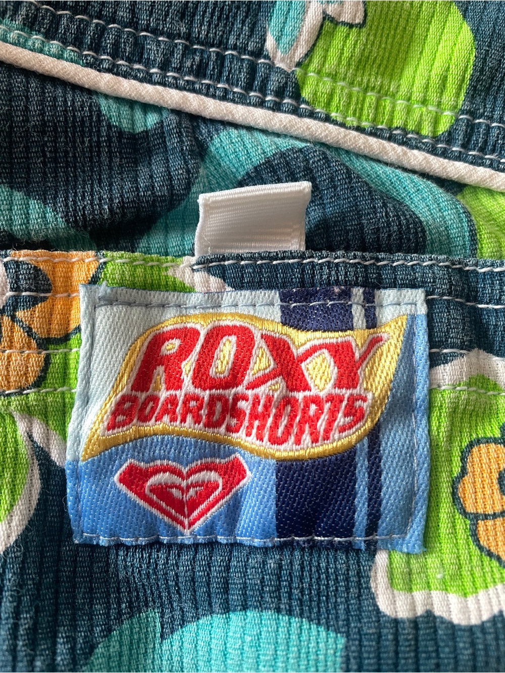 Vintage 90âs ROXY Board Shorts Size 7 Blue, Turquoise, Green, Hawaiian Flowers - Picture 2 of 13